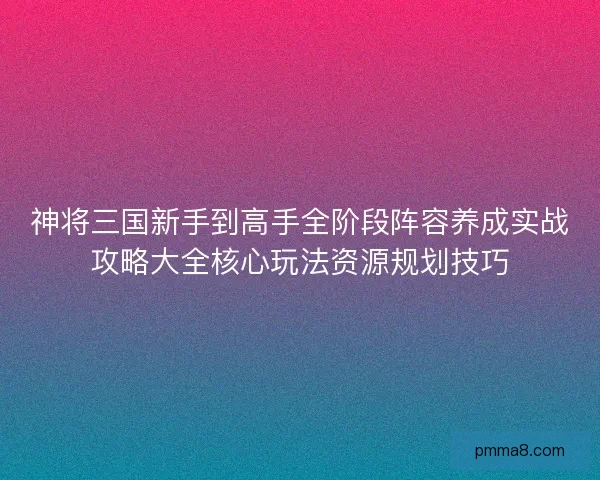 神将三国新手到高手全阶段阵容养成实战攻略大全核心玩法资源规划技巧 神将三国新手到高手全阶段阵容养成实战攻略大全核心玩法资源规划技巧
